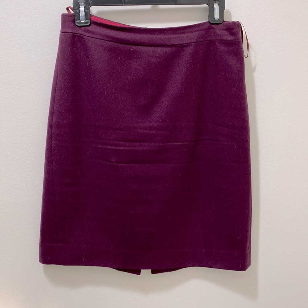 J Crew  “The Pencil Skirt” - Purple Wool Pencil Skirt, Size 2